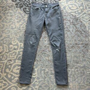 Express Jeans Mia Mid-Rise Distressed Denim Leggings Gray 6L